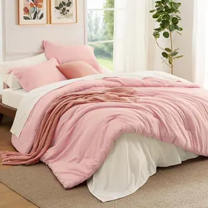 Twin Comforter - 5 Pink Twin for Seasons, Boho Contrasting a Bag with Comforter,, Pillowcase  Sham