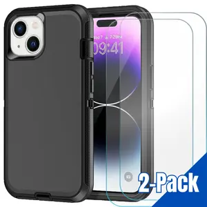 Entronix Case for iPhone 15 - Heavy Duty & 2 Screen Protectors Cover Protection