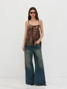 Chiffon Leopard Bowknot Oversized Mini Nightdress