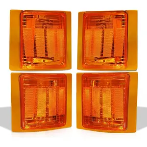 Front Turn Signal Corner Light Replacement,Upper & Lower Side Marker Reflector Lamp Chrome Housing Amber Lens for Chevy C/K C10 1500 2500 3500/Chevy Silverado Tahoe 1994-1998 Pickup TrucK