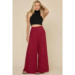 Go with the Flow Wide Leg Pant - Deep Cherry