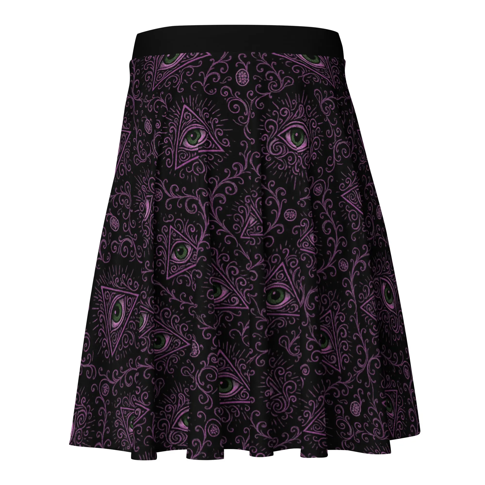 All-Seeing Eye Occult Skater Skirt – Witchy Gothic Alt Mini Skirt Gift for Alternative Fashion Lovers