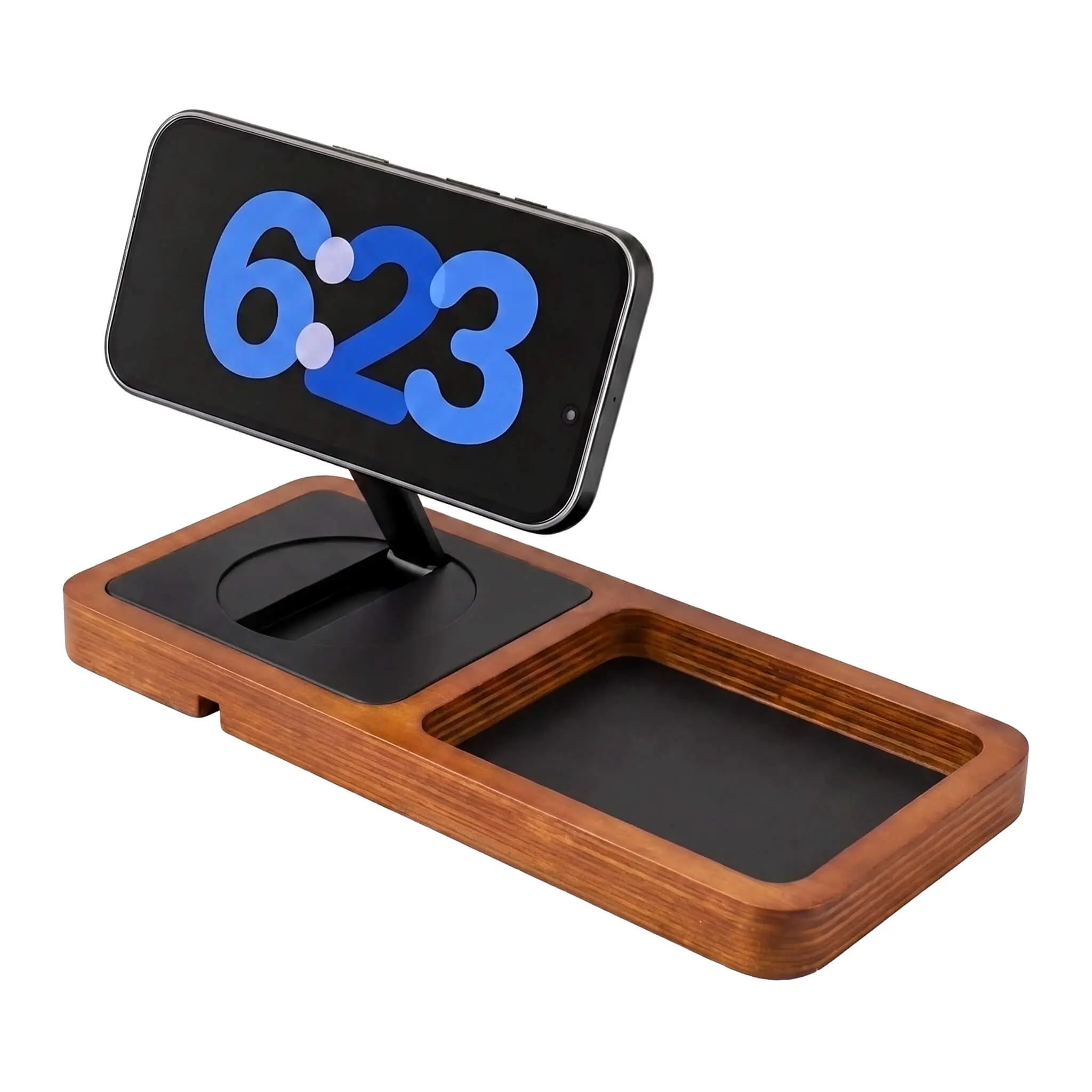 UNO TRAY - Qi2.2 Magnetic Wireless Charging Dock - Black Oak