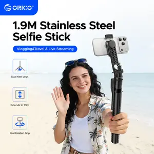 [SummerVibes] ORICO 75" Phone Tripod & Selfie Stick - 360° Rotatable Handle + Phone Holder for Multi-Angle Shooting, Wireless Remote, Extendable Stand for iPhone/Android/Camera/GoPro, Travel/Vlog/Recording -SPM190