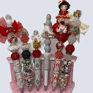 CustomChristmas Pens with Festive Decorations and Fancy Sparkling Beads for Holiday Gifting and Writing Accessories