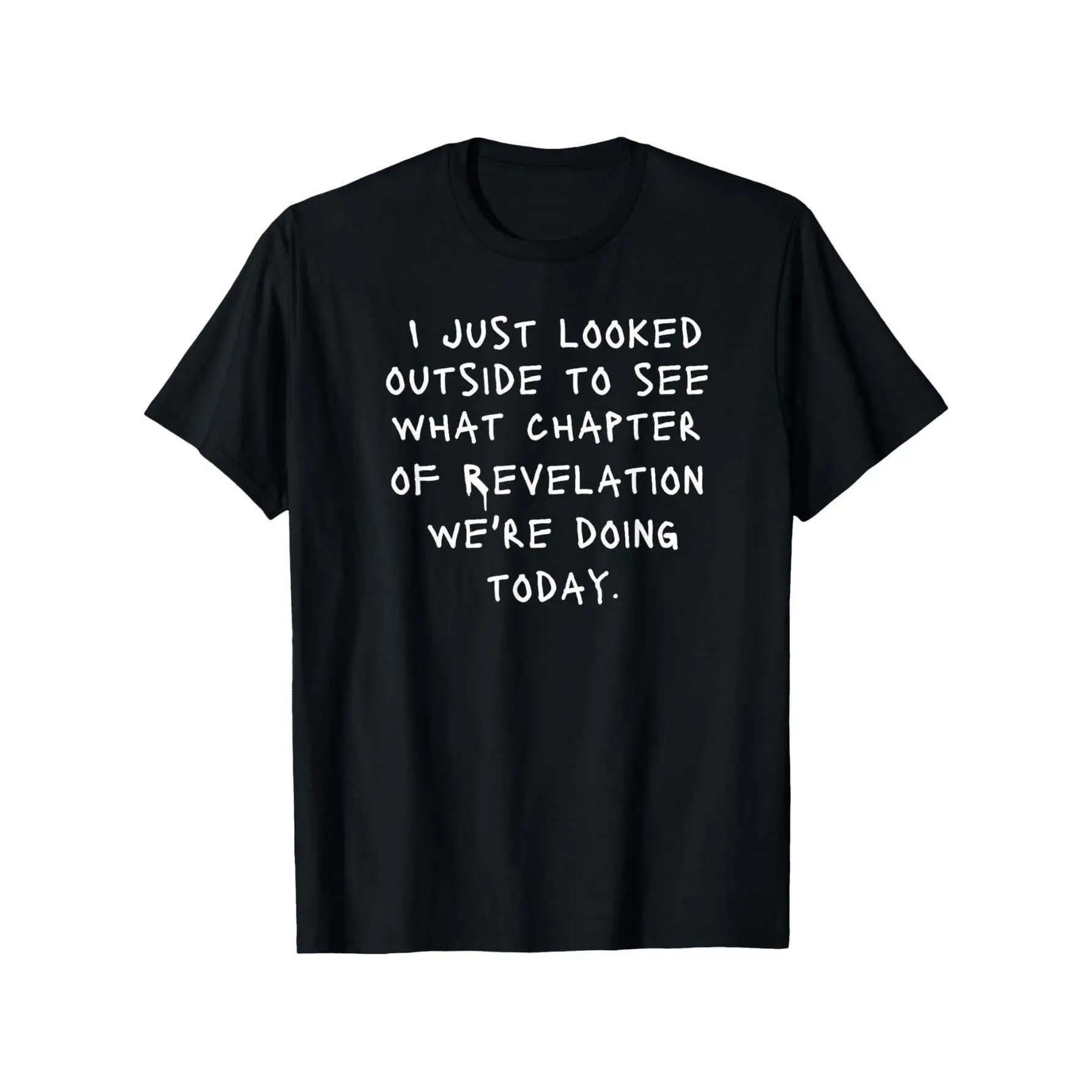 Men's Round Neck Short-Sleeve T-Shirt - Unisex Funny Christian Revelation Slogan Graphic Print, Loose Fit Polyester-Cotton Soft Top, Machine Washable for Casual Leisure, All Seasons Wear