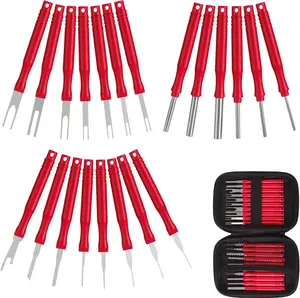 Upgraded Terminal Removal Tool Kit, 21Pcs Red Electrical Pin Removal Tool Kit, Electrical Wire Connector Pin Release Tool, Automotive Terminal Release