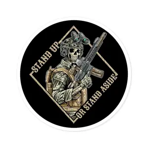 Stand Up or Stand Aside Tactical Skeleton Sticker, Bold Military-Inspired Decal for Veterans, Law Enforcement and Patriot Pride Stickers