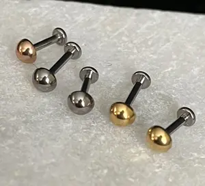 1 Piece Brilliant Titanium Dome Top  Labret Monroe Stud Ring -16g - Wearable Diameter 6mm or 8mm