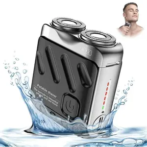 Black Electric Razor Shavers, Double Head Magnetic Shaver with Charging Cable, Beard Trimmer, Clippers for Hair Cutting, Gifts for him