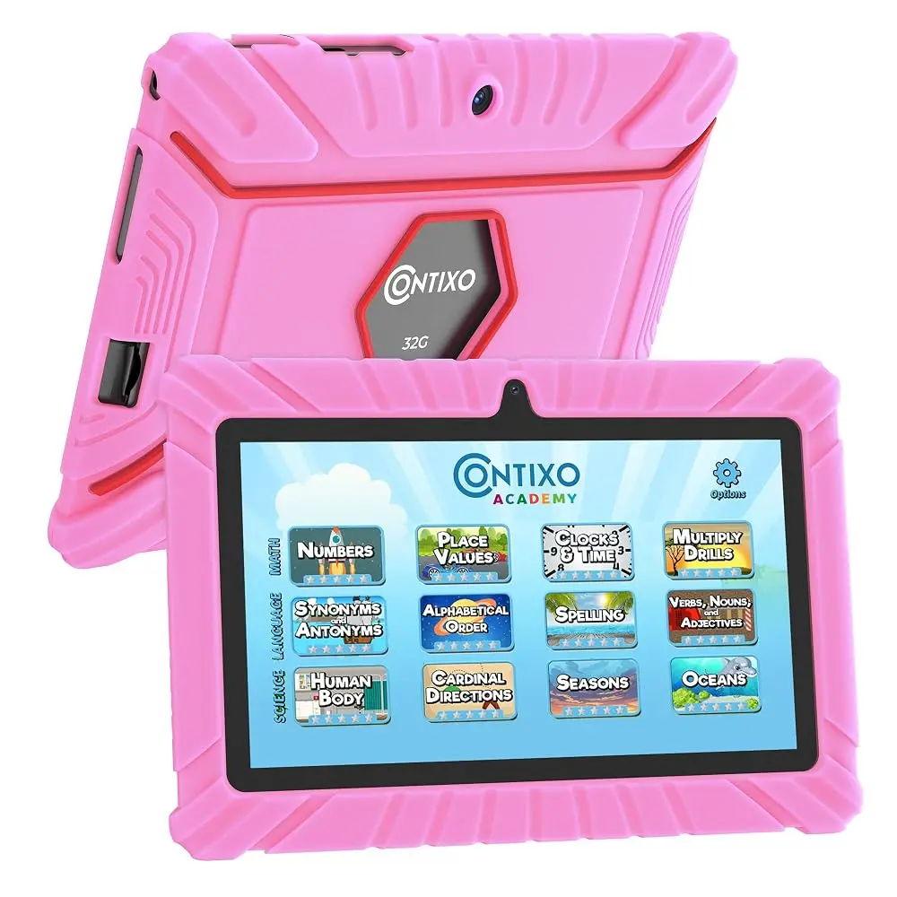 Contixo V8 7-Inch HD Kids Tablet with Camera, 32GB Android, Parental Controls, Kid-Proof Case & 14+ Learning Apps - Pink