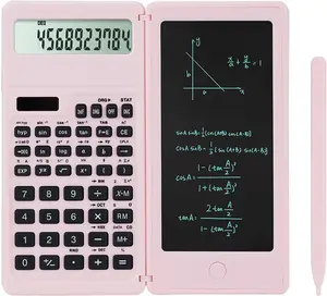 Scientific Calculators for Middle School & High School, Solar and  Power with Notepad for School10 Digits Digital with Erasable Writing Board Math Calculator (Pink)