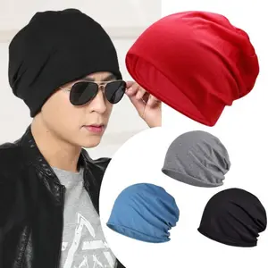 4 Pack Lightweight Slouchy Beanie for Men Women, Oversize Thin Skull Cap Chemo Cap Night Sleeping Hat for All Seasons, Motorcycle Riding Balaclavas Head Cover Winter Hijab