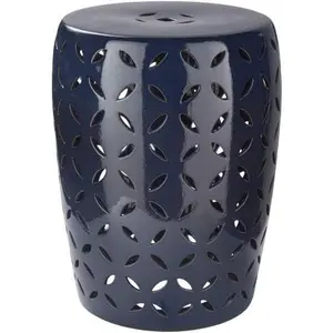 Chantilly Eyelet Chinese Garden Stool, Navy