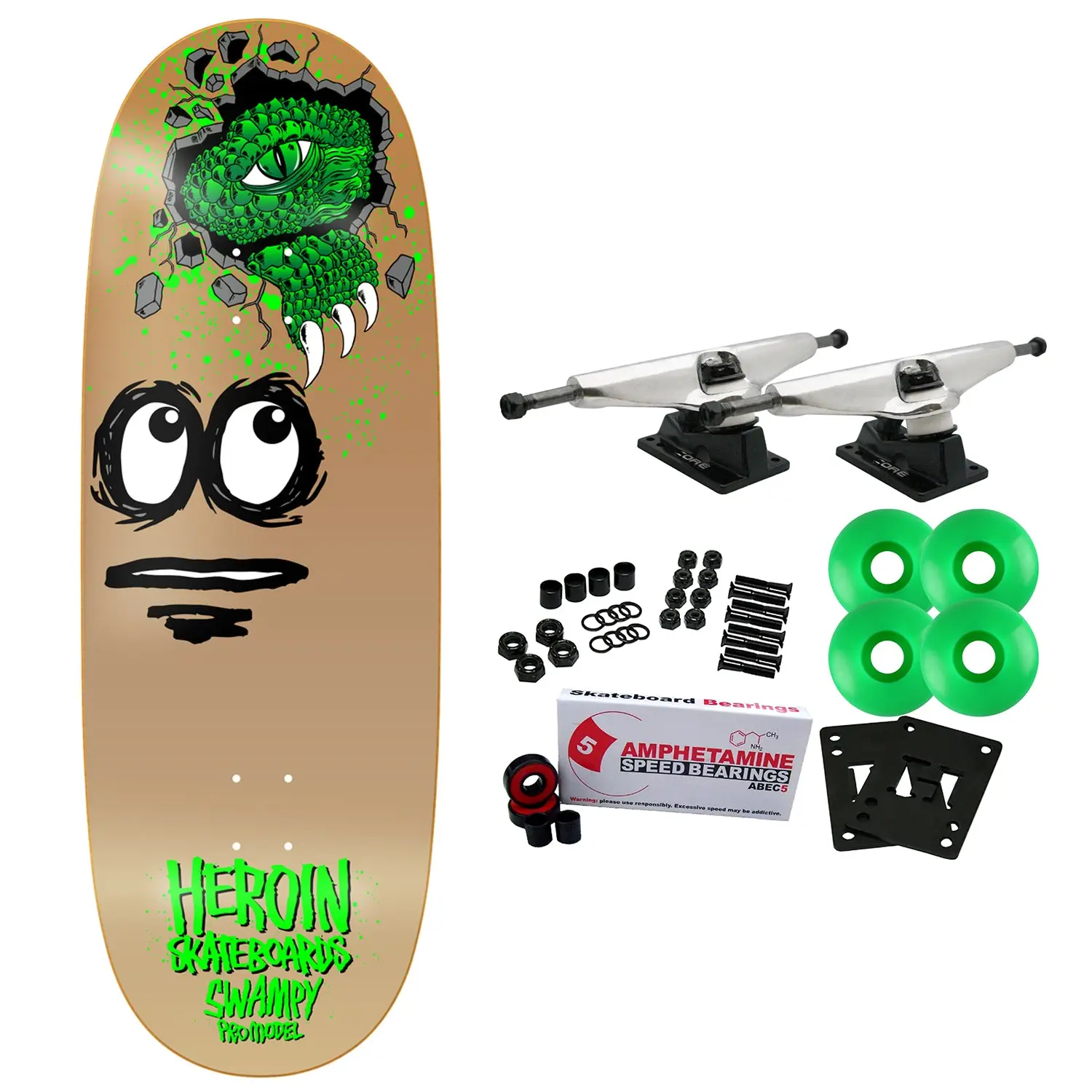 Heroin Skateboard Complete Swampy Egg 11" x 32.5"