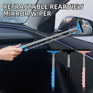Car/Motor Rearview Mirror Scraper, Retractable Handle, A Great Helper for Cleaning Rainwater From Rearview Mirrors