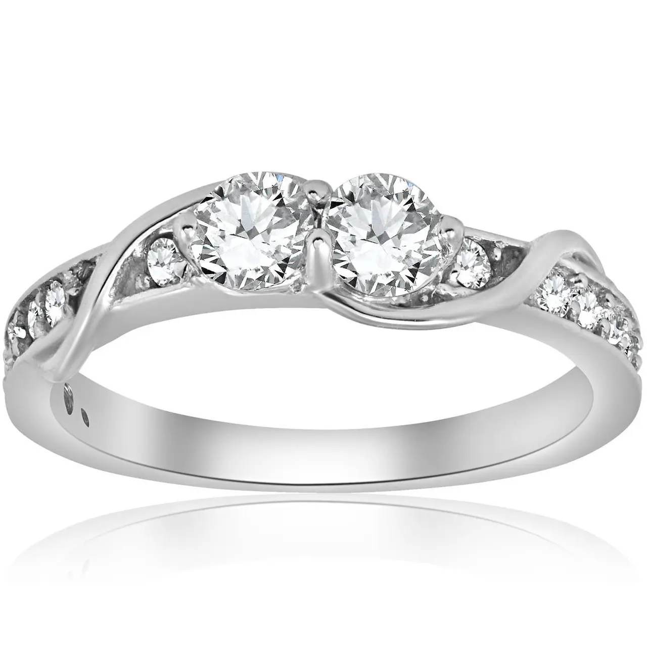 5/8ct Diamond Two Stone Forever Us Crossover Engagement 10k White Gold Ring