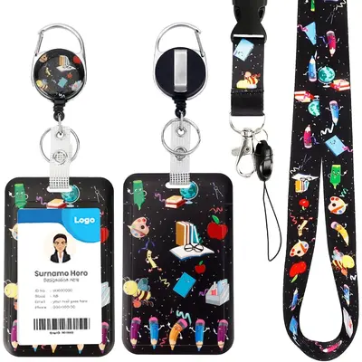 3 Pack Cute Teacher Lanyards With ID Card Holders - Strawberry Peach Avocado Designs