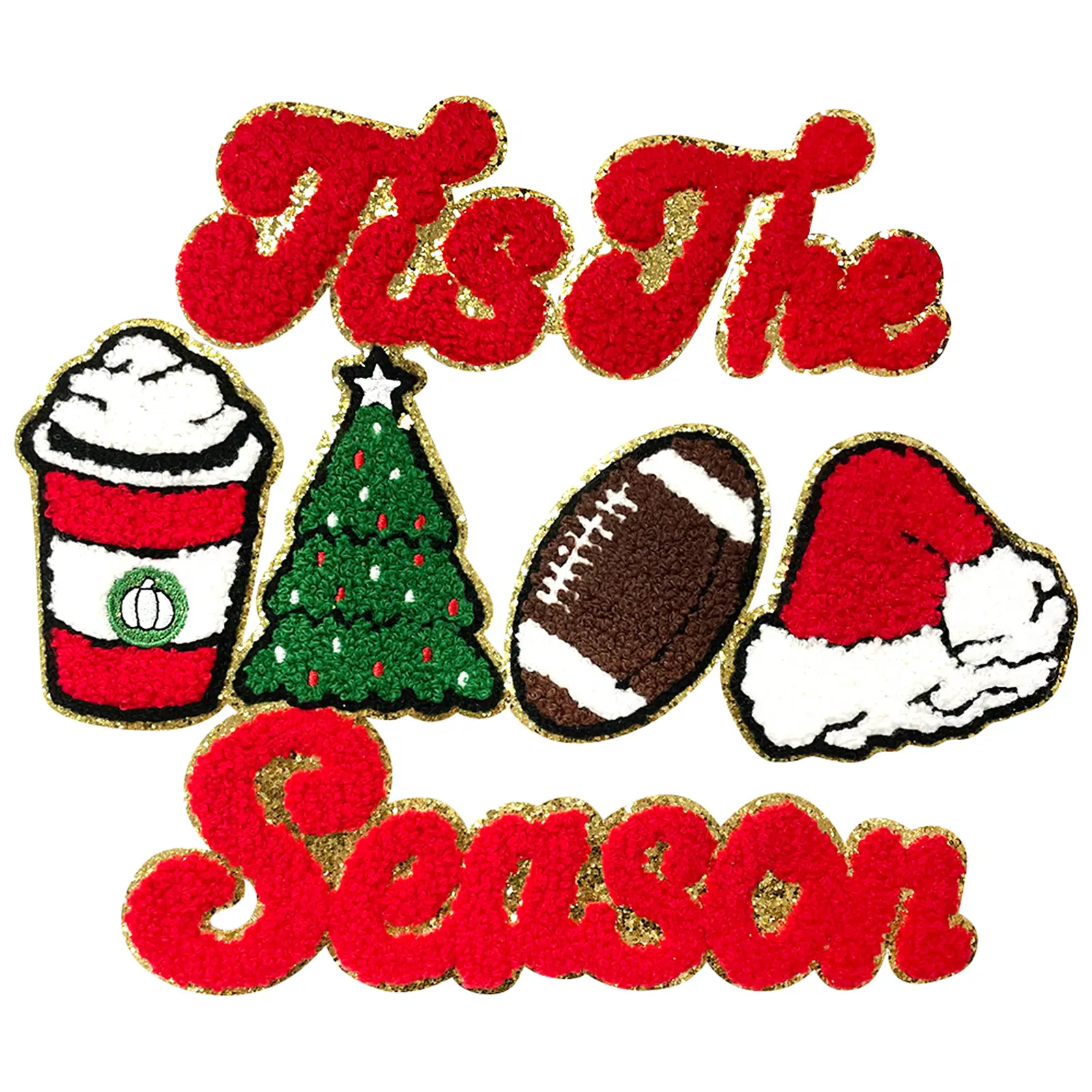 Cotton Chenille Embroidered Christmas Iron-On Patches, 9.29" x 10.9" Easy-to-Apply Self-Adhesive Heat Transfer Appliques for DIY Enthusiasts' Clothes, Jeans, Hats