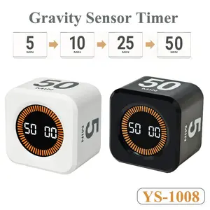 Digital Visual Timer Gravity Sensor Flipping LED Display 4 Preset Time Rechargeable Mini Cube Timer for Cooking Study Shower