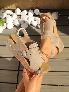 Women's fashionable Design wedge sandals, lightweight and comfortable sandals for all day wear, non slip Rubber casual summer shoes, perfect match for outdoor and daily clothing