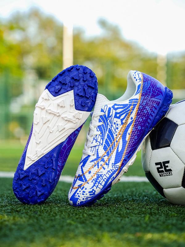 Unisex Blue - Silver - Black Contrast Football Shoes, Soccer Cleats, Personalized Texture Design, Breathable and Wear - resistant Upper, Strong Grip Studs for Better Field Performance, Ideal for Football Training and Matches