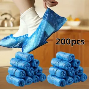 200-Pack Disposable Boot Covers and Shoe Protectors, Waterproof Non-Slip Durable, Ideal for Construction Sites Workplaces Indoor Carpets
