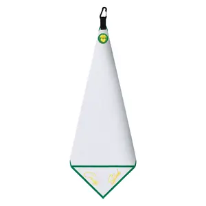 Magnetic Golf Towel with Ball Pocket - (Green/Yellow)