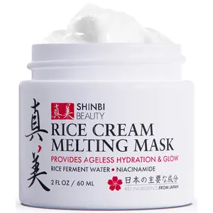 Shinbi Beauty Rice Cream Melting Mask for Face Organic Japanese Skincare with Niacinamide & Rice Ferment Water 2oz Flawless Exfoliant