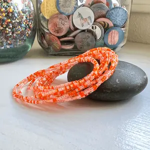 Orange Seed Bead Stretch Bracelets