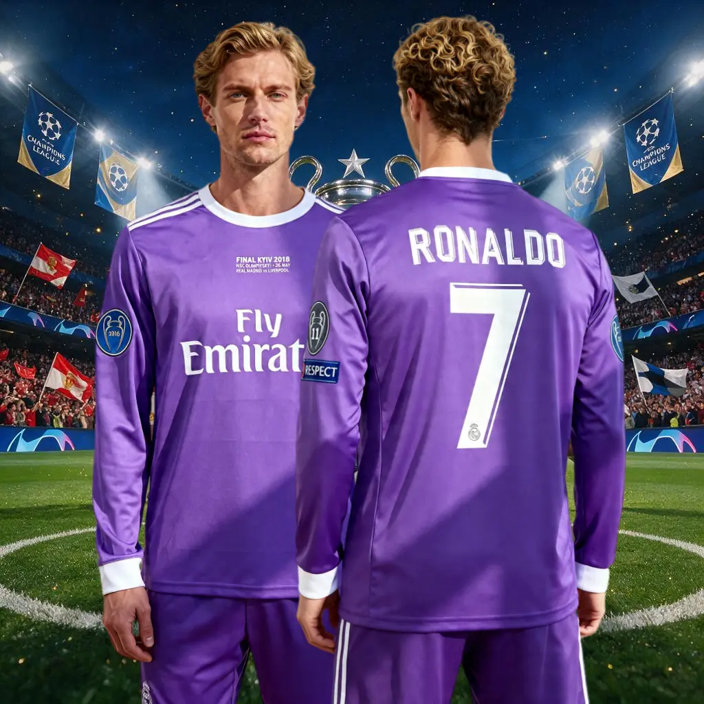 1617 Away Purple CR# 7 Long Sleeve Soccer Jersey