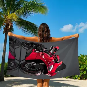 Motorcycle Pattern Beach Towel, Cool Motorcycle Print Beach Towel, Soft Water Absorbent Towel for Beach Swimming Pool, Beach Towel for Women & Men