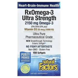 Natural Factors RxOmega-3 Ultra Strength with Vitamin D3, 150 Softgels
