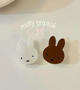 Magnetic Phone Grip Miffy Bunny Phone Grip Cute White Rabbit Character Holder Korean Aesthetic Griptok for Kindle Reader Booktok Gift