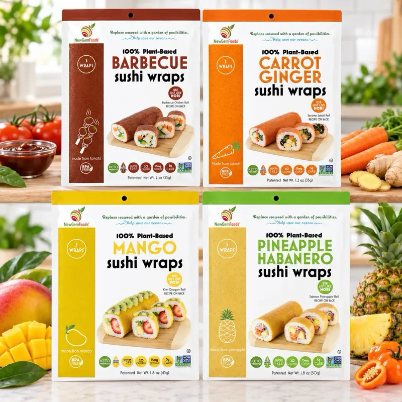 Sushi Wraps (20 Count) - Fruit & Veggie Sushi Nori Alternative, Low-Calorie, Vegan, Gluten-Free