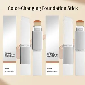 Two-In-One Color-Changing Foundation Stick|Concealer Cosmetic Smooth|Dual-Ended Design|Portable & Easy to Use|Smooth Finish|Detachable Brush