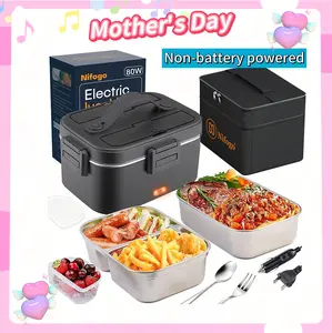 Nifoga Electric Lunch Box 100W Food Heater 1.8L for Adults Portable with Tableware & Lunch Bag Compact Design Ideal for Home Office Travel