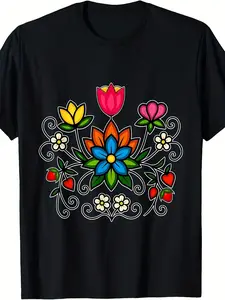 Ojibwe Floral Indigenous Botanical Woodland Wildflowers T-Shirt, Unisex Design for Summer 2025, Short-Sleeved, Made of 220G Pure
