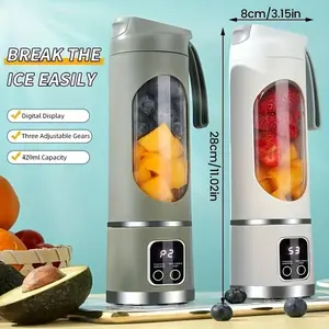 Portable juicer with a USB rechargeable juice cup and an LED display; fruit and vegetable juicer suitable for outdoor use; BPA-free eco-friendly juicer machine; travel companion and kitchen gadget; Valentine’s Day gift for adults. food