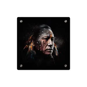 Milky Way Stars and Native American Man, acrylic wall art home decor
