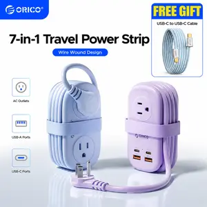 【Live Exclusive】ORICO Multi-Power Travel Power Strip, 15W/20W/65W/100W Output, 2-4 AC Outlets & 3-4 USB Ports with 4FT Short Cord, Compact Cruise-Approved Charging Station for Travel, Hotel & Dorm-AP3