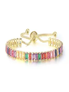 1PC Fashion Multi-Color Zirconia Luxury Tennis Bracelet For Women Party Gift Banquet Decoration Adjustable Hand Jewelry (Zirconia Color Order Is Random)