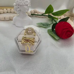 LaYaiBoutique #2266 Wedding Duo Ring, 14k Gold Plated, High Quality