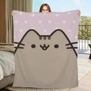 Pusheen Cat Plush Blanket Ultra Soft Flannel Fabric Adorable Kawaii Design Perfect Couples Gift For Anime Fans Cuddle Essential Cozy Nights Snuggle Companion office nap cover flannel portable throw blanket