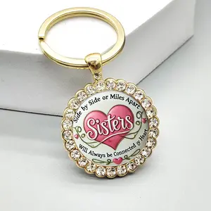 Sister Keychain - "A Sister Is God's Way Of Ensuring We Are Never Alone" Engraved, Keychain Accessory For Christmas Birthday Gift For Sisters, Best Friend Present, Cute Bag Charm Car Keyring