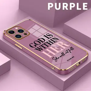 God is within her Pattern Phone Case for iPhone 17 16 E Pro Max 15 Plus 14 13 12 11 Air Electroplated Four-corner Shockproof Non Slip Military-Grade Protection Silicone Cover