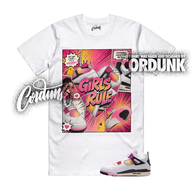 4 Comic Book Fire Pink Light Arctic Pink Muslin White T Shirt Match CB, Gift For Women and Man, Unisex T-Shirt, Sneaker Head Gift