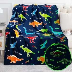 Dinosaur Gifts Toys for Boys - Glow in The Dark Blanket Dino Throw 1-13 with Teens, Girls, and Special Occasions