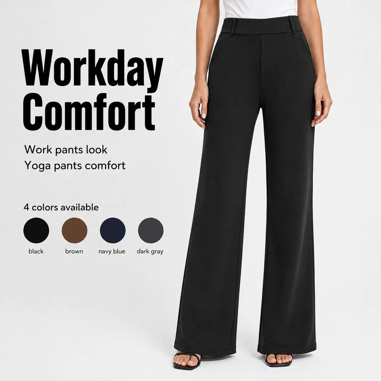 FireSwan Women's Wide Leg Dress Pants High Waisted Stretchy Work Trousers Business Casual Office Pull on Slacks with Pockets#back to school outfits