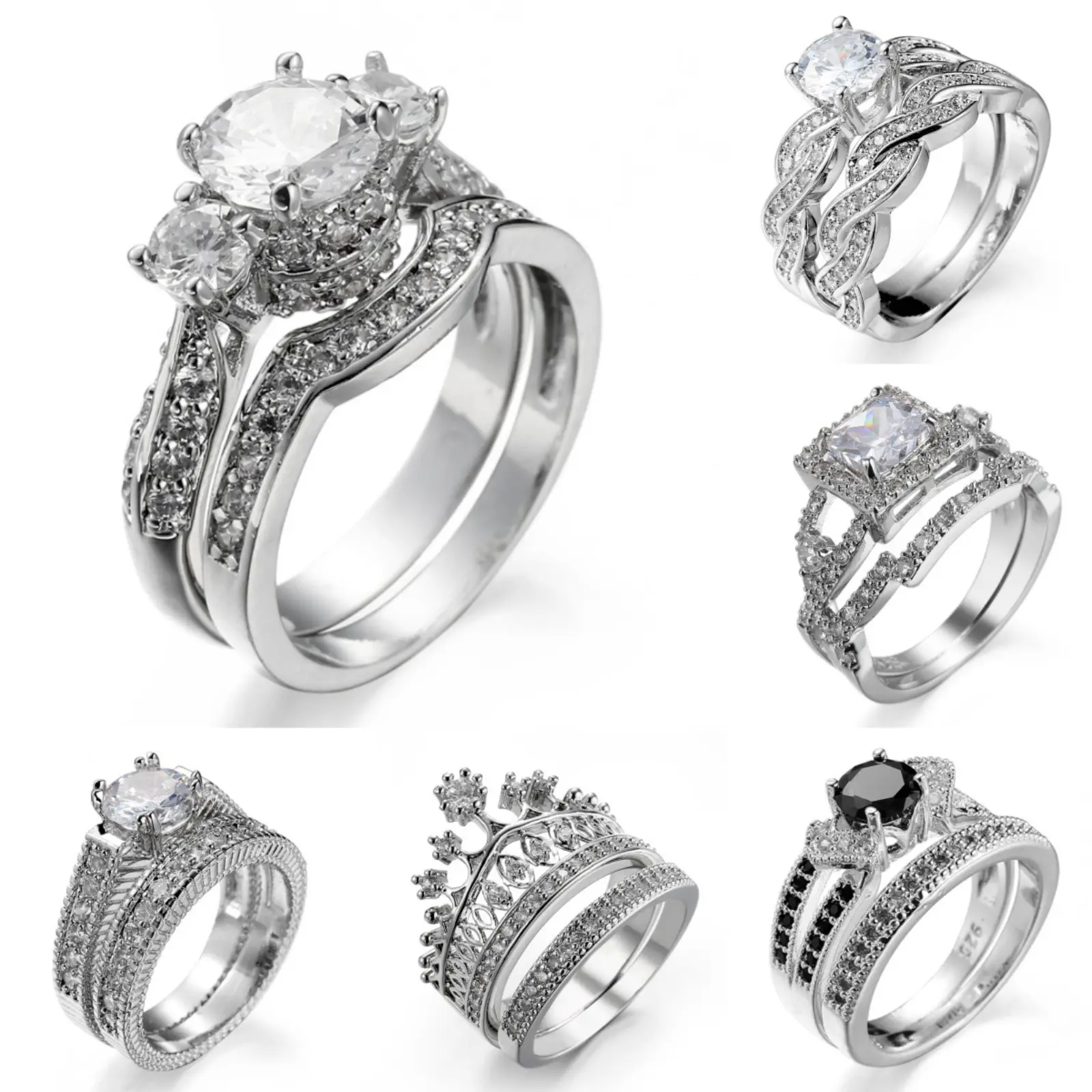 Sporty Wristband and Ring Matching Sets for Couples, 2-Piece Unisex Fashionable Jewelry with Cubic Zirconia Crown, Fashionable Jewelry Set, Jewelry Gift Set